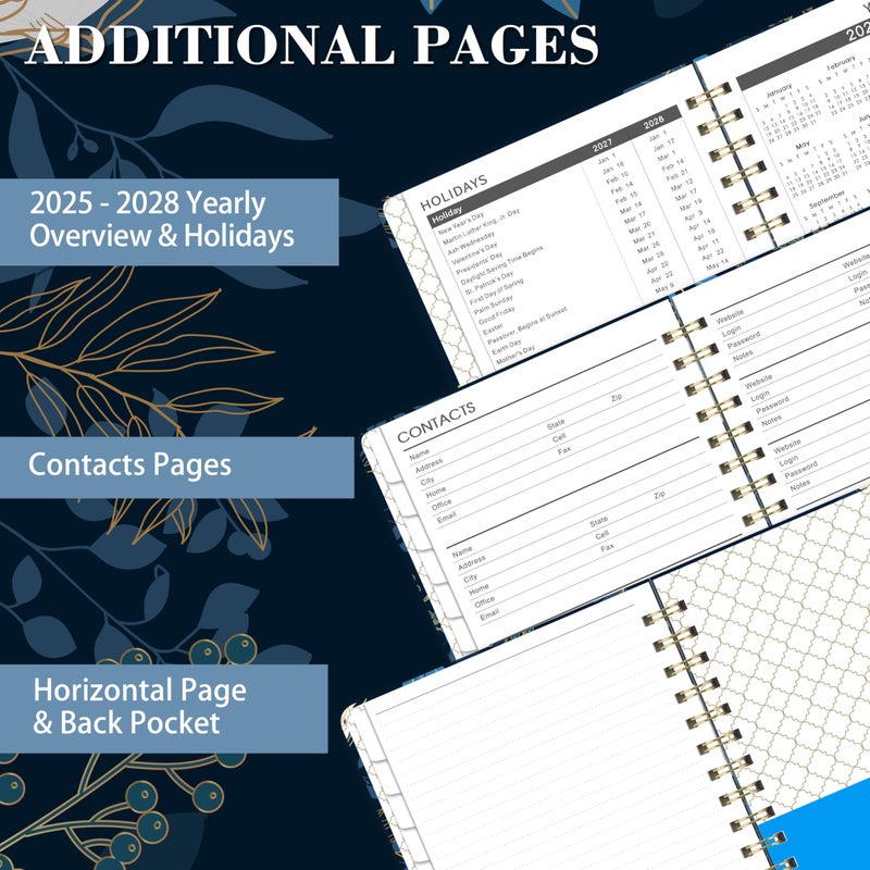 Indeme 2025-2028 Monthly Planner/Calendar - 3 Year Monthly Planner 2025-2028, 6.3"" x 8.4"", July 2025 - June 2028, Academic Planner, Monthly Tabs, Inner Pocket, Elastic Closure, Twin-Wire Binding - Image 5